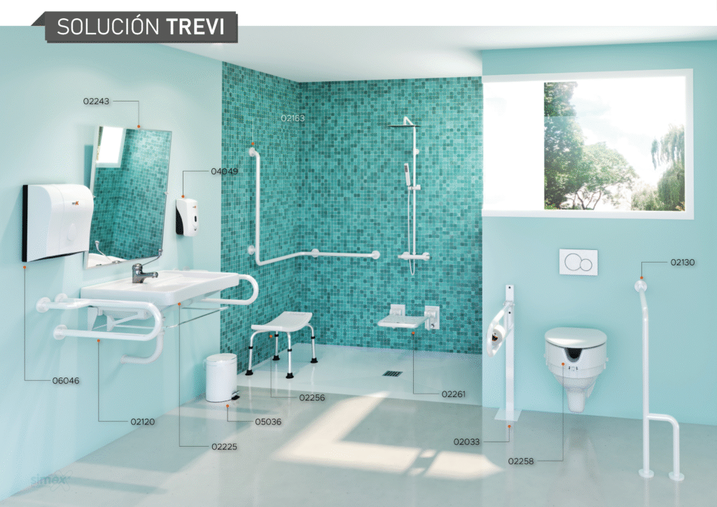 Solución Trevi de Simex: baño adaptado en centro sociosanitario