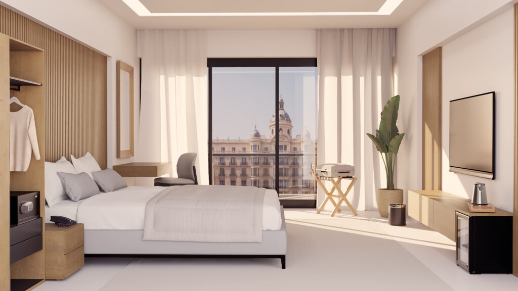 Habitación de hotel equipada para el confort del huésped